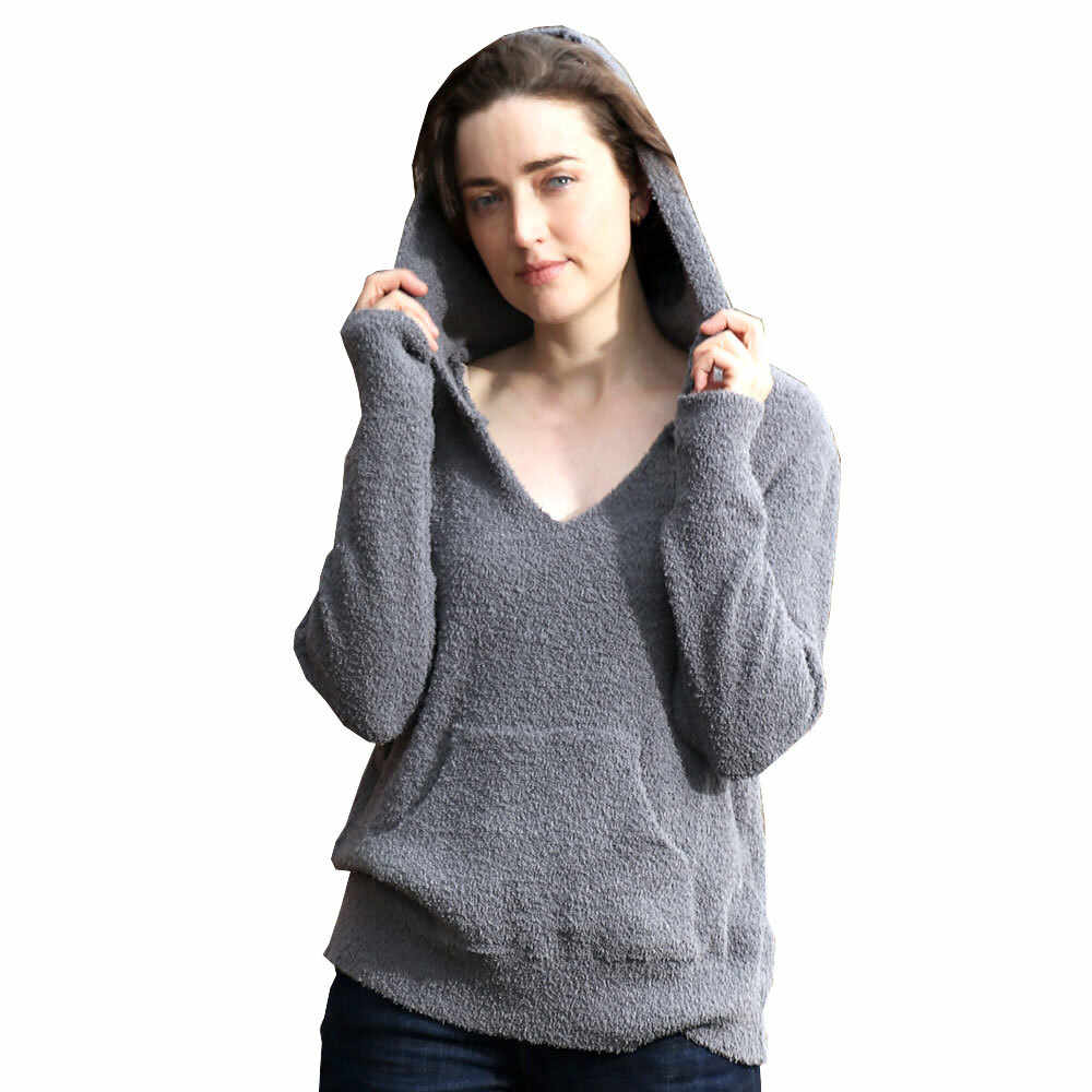 Gray Women's Casual Color Block Hoodies With Long Sleeve, Sweatshirt Outwear Sweater, the perfect accessory, luxurious, trendy, super soft chic capelet, keeps you warm & toasty. You can throw it on over so many pieces elevating any casual outfit! Perfect Gift Birthday, Christmas, Anniversary, Wife, Mom, Special Occasion