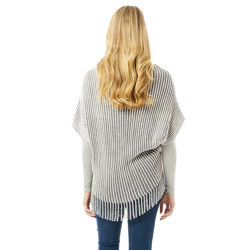 Gray Striped Chenille Shrug With Fringe, is complete protection from cold weather and chill that fits with any of your outfits easily and makes your outfit absolutely lucrative. Different color variation makes it more attractive. It's easy to put on and off. This soft patterned shrug gives you a unique yet beautiful look. It ensures your upper body keeps perfectly toasty when the temperatures drop.