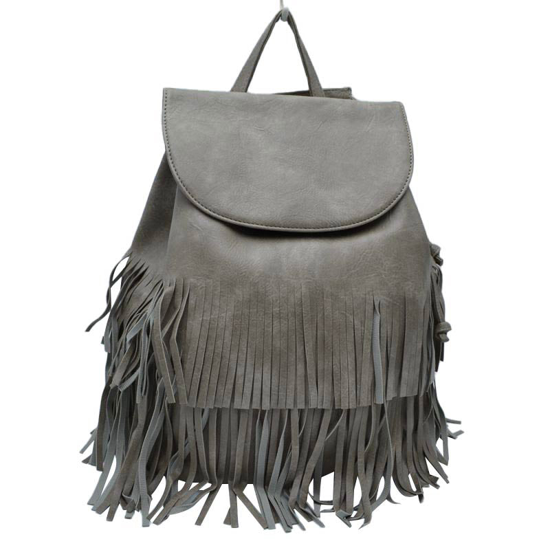 black leather fringe backpack Stylish Vegan Leather Fringe Backpack – Madeline Love