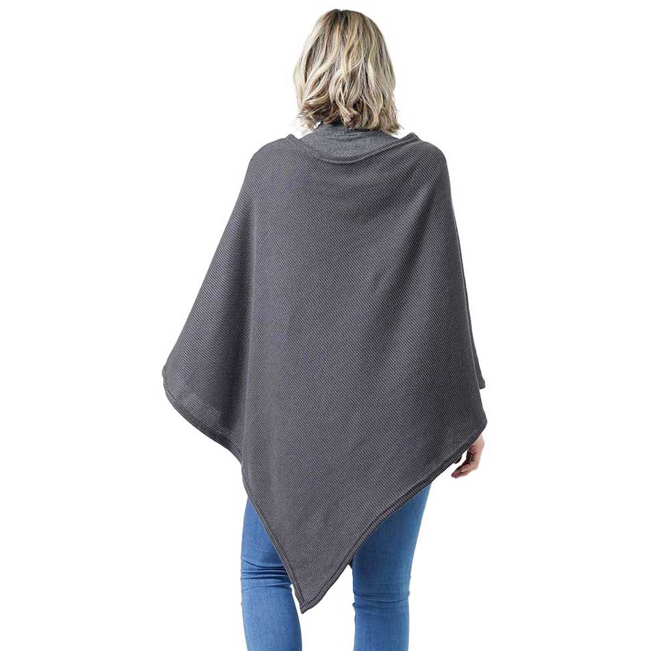 Gray Textured Jersey Poncho, Trendy, classy and sophisticated, Trendy soft natural Textured poncho wrap is perfect for every day wear. Wear it with jeans or evening dress, versatile and stylish. Great travel accessory or everyday use, lightweight, warm and cozy. You can throw it on over so many pieces elevating any casual outfit! Perfect Gift for Wife, Mom, Birthday, Holiday, Christmas, Anniversary, Fun Night Out.