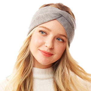 Gray Twisted Knot Solid Soft Earmuff Headband Ear Warmer will shield your ears from cold winter weather ensuring all day comfort. Ear band is soft, comfortable and warm adding a touch of sleek style to your look, show off your trendsetting style when you wear this ear warmer and be protected in the cold winter winds.