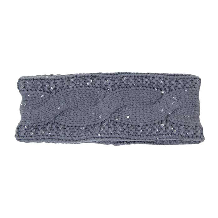 Gray Twisted Tiny Sequin Soft Knit Headband, Weather you're having a bad hair day, want to wear a pony tail, or have gorgeous cascading curls. This head warmer tops off your style with the perfect touch, knotted headband creates a cozy, trendy look, both comfy and fashionable with a pop of color. Perfect for ice-skating, skiing, camping, or any cold activities. This Head Warmer makes a perfect gift for your loved ones!