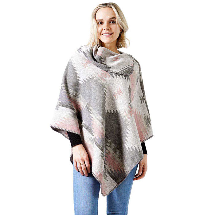 Gray Western Pattern Poncho. This timeless western pattern Poncho is Soft, Lightweight and Breathable Fabric, Close to Skin, Comfortable to Wear. Sophisticated, flattering and cozy, this Poncho drapes beautifully for a relaxed, pulled-together look. Suitable for Weekend, Work, Holiday, Beach, Party, Club, Night, Evening, Date, Casual and Other Occasions in Spring, Summer and Autumn.