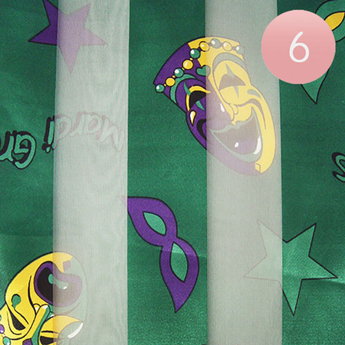 Green 6PCS-Silk Feel Mask Mardi Gras Print Scarf, on trend & fabulous, a luxe addition to any cold-weather ensemble. PERFECT for Mardi Gras Parades, Parties, Festivals, you name it! Great for daily wear in the cold winter to protect you against chill, classic infinity-style scarf & perfect for Mardi Gras Accessories, Mardi Gras Gift.