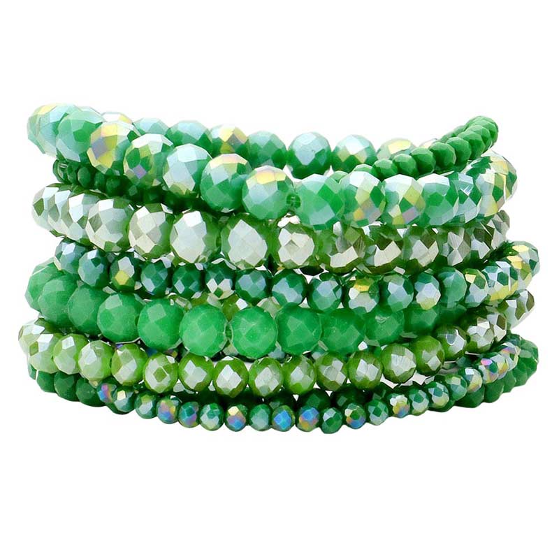Green  9PCS Faceted Bead Stretch Bracelets, a timeless treasure, coordinate this 9 pieces Beaded  bracelet with any ensemble from business casual to everyday wear. Beautiful faceted Beads which are a perfect way to add pop of color and accent your style. Adds a touch of nature-inspired beauty to your look. Make your close one feel special by giving this faceted bracelet as a gift and expressing your love for your loved one on special day.