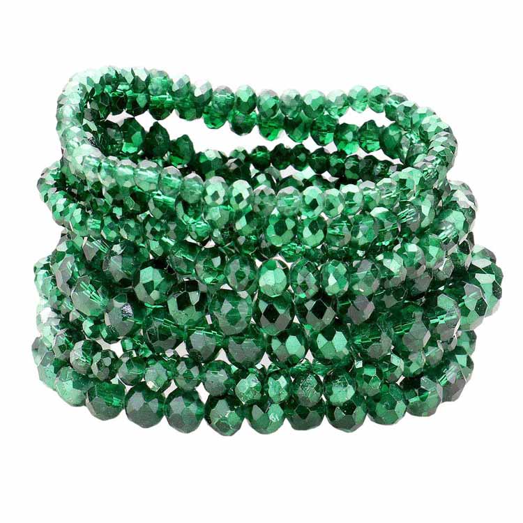 Green 9PCS Faceted Bead Stretch Bracelets, is a timeless treasure, coordinate this 9 pieces Beaded  bracelet with any ensemble from business casual to everyday wear. Beautiful faceted Beads which are a perfect way to add pop of color and accent your style. Adds a touch of nature-inspired beauty to your look. Make your close one feel special by giving this faceted bracelet as a gift and expressing your love for your loved one on special day.