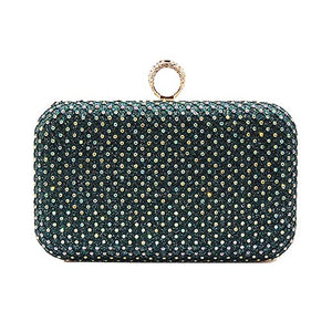 Green Bling Rectangle Evening Clutch Crossbody Bag, is fit for all occasions and places. perfect for makeup, money, credit cards, keys or coins, and many more things. This handbag features a top Clasp Closure for security and contains a detachable shoulder chain that makes your life easier and trendier. Its catchy and awesome appurtenance drags everyone's attraction to you. Perfect gift ideas for a Birthday, Holiday, Christmas, Anniversary, Valentine's Day, etc.