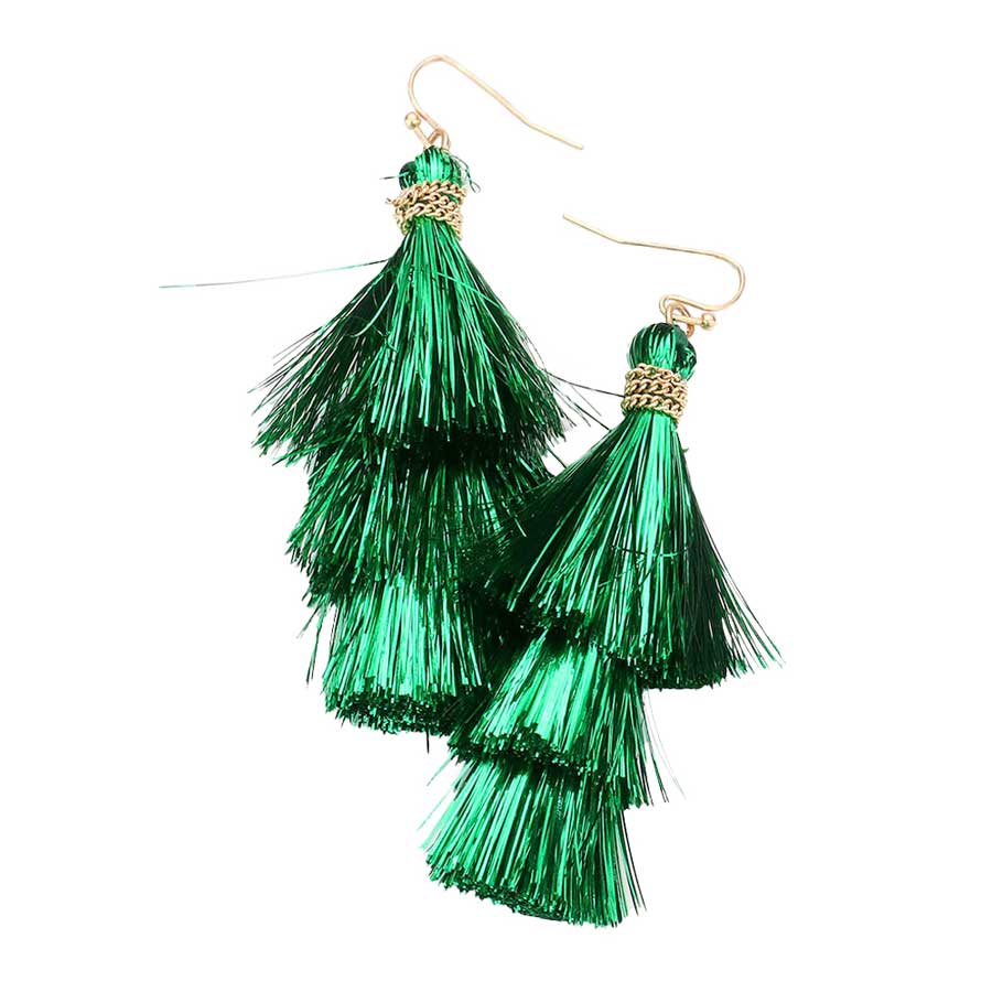 Green Christmas Fringe Dangle Earrings. Are you looking for some cute and fun earrings for Christmas! These cute Christmas earrings will decorate your Christmas costumes or outfits . They will make them more exciting and eye-catching! Christmas dangle earrings can be used in Christmas, New Year parties and other joyous occasions. Awesome gift idea to give someone who loves the magic of Christmas.