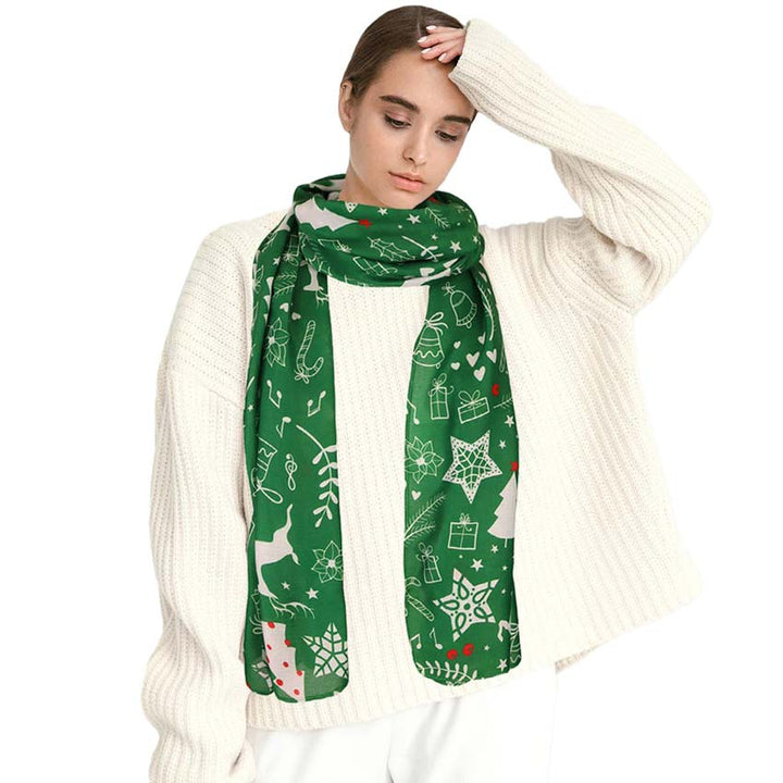 Green Christmas Theme Printed Holiday Scarf, is absolutely a beautiful addition to your attire. The attractive Christmas theme makes this scarf awesome to amp up your beauty to a greater extent at the Christmas party. It perfectly adds luxe and class to your ensemble. Absolutely amplifies the glamour with a plush material that feels amazing snuggled up against your cheeks. It's a versatile choice and can be worn in many ways with any outfit. 