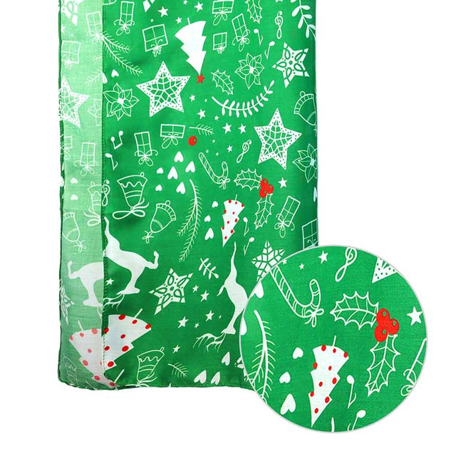 Green Christmas Theme Printed Holiday Scarf, is absolutely a beautiful addition to your attire. The attractive Christmas theme makes this scarf awesome to amp up your beauty to a greater extent at the Christmas party. It perfectly adds luxe and class to your ensemble. Absolutely amplifies the glamour with a plush material that feels amazing snuggled up against your cheeks. It's a versatile choice and can be worn in many ways with any outfit. 