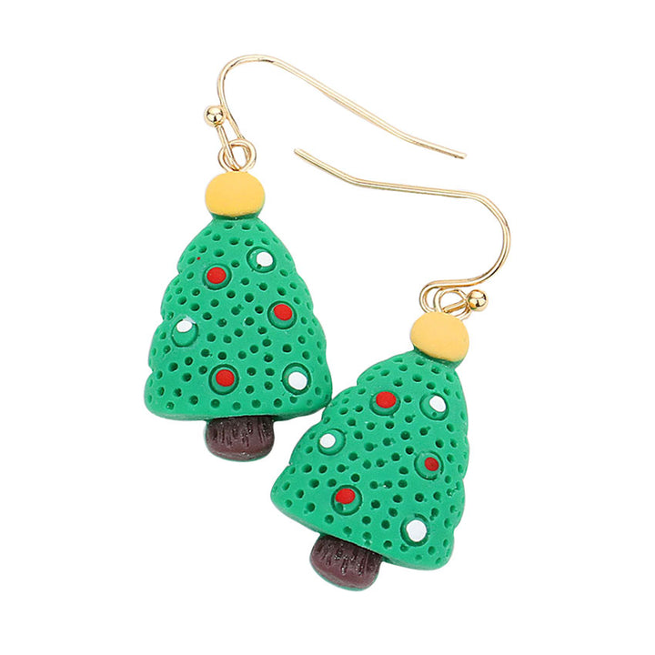 Green Christmas Tree Polymer Clay Dangle Earrings, Show your spirit with these fantastic Christmas Tree Polymer Earrings! Throw these on for all your Christmas parties and instantly transition your outfit into a festive look. They will make them more exciting and eye-catching! These make a great gift for someone who loves the magic of Christmas! Great gifts for Christmas, Thanksgiving ,New Year and Birthday. 