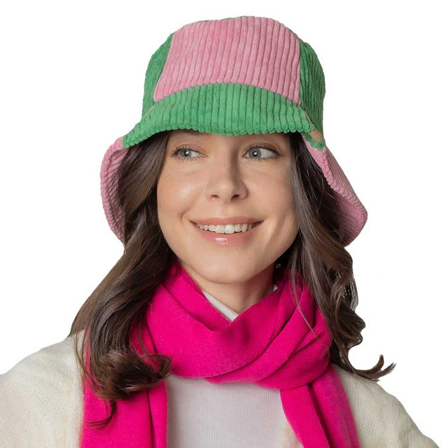 Green Colorblock Corduroy Bucket Hat, show your trendy side with this floral corduroy bucket hat. adds a great accent to your wardrobe, This elegant, timeless & classic Bucket Hat looks fashionable. Perfect for that bad hair day, or simply casual everyday wear; Great gift for that fashionable on-trend friend. Perfect for both casual daily and outdoor activities, such as fishing, hunting, hiking, camping and beach.