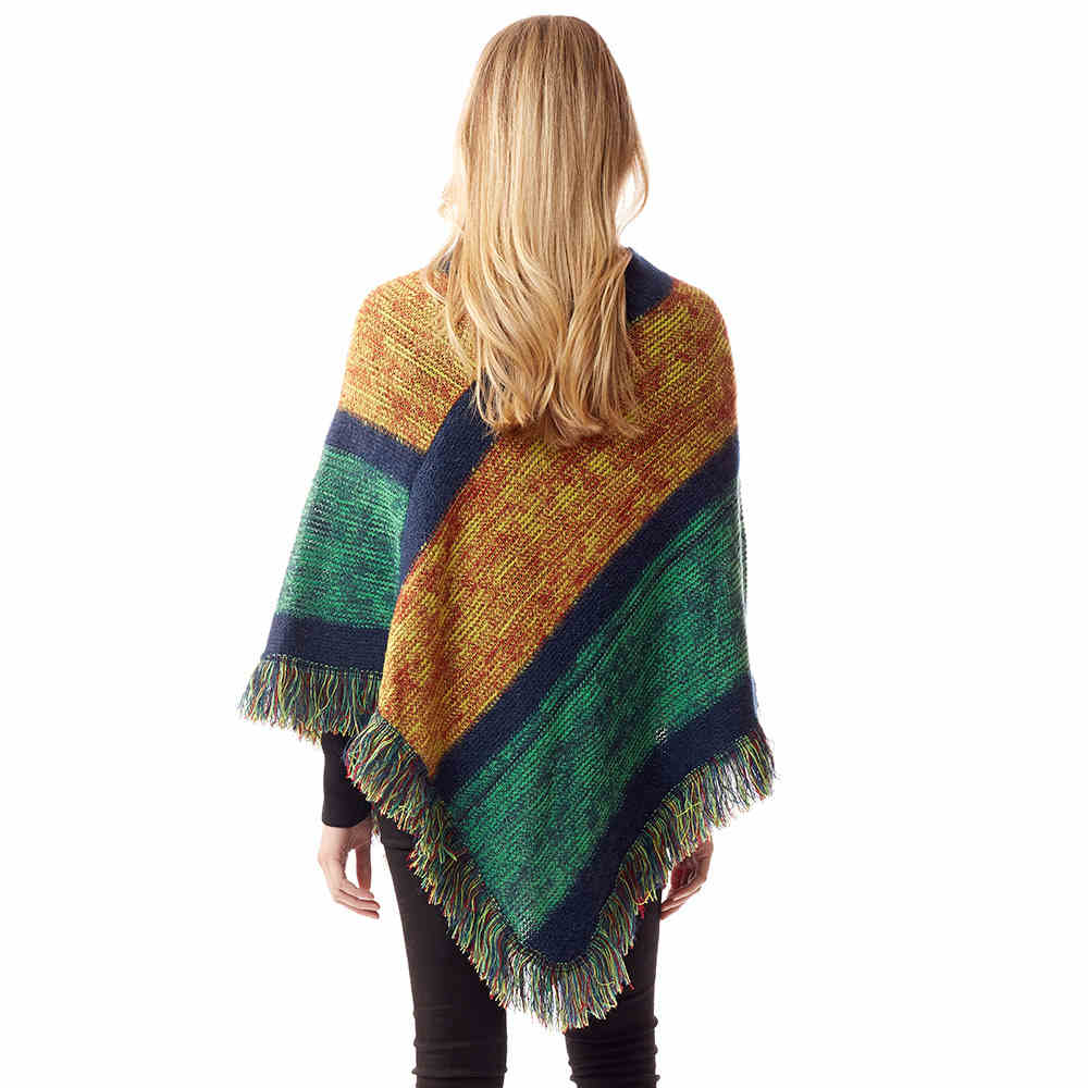 Colorful Vertical Stripe Patterned Poncho Faux Fur Outwear, the perfect accessory, luxurious, trendy, super soft chic capelet, keeps you warm & toasty. You can throw it on over so many pieces elevating any casual outfit! Perfect Gift Birthday, Holiday, Christmas, Anniversary, Wife, Mom, Special Occasion