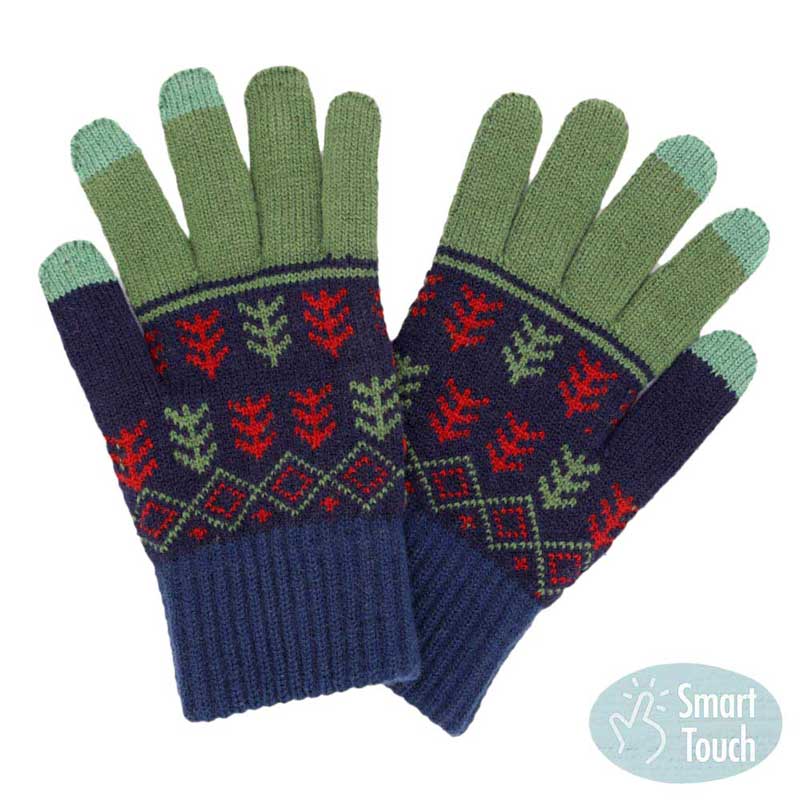 Blue Elegant Aztec Pattern Knit Smart Gloves, Before running out the door into the cool air, you’ll want to reach for these toasty gloves to keep your head incredibly warm. Accessorize the fun way with these gloves, it's the autumnal touch you need to finish your outfit in style. These warm gloves will allow you to use your electronic device with ease. Awesome winter gift accessory!