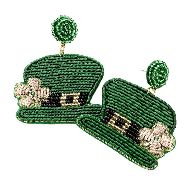 Green Felt Back ST Patrick's Day Clover Accented Hat Dangle Earrings, This lightweight earrings complements your St. Patrick's Day outfit. This illuminate your St. Patrick's Day party and attract everyone's attention. This earrings is perfect for St. Patrick's Day party, night parties, carnivals.