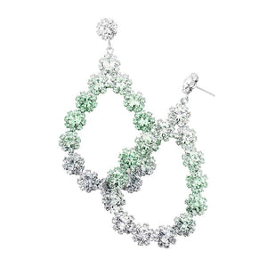 Green Floral Open Teardrop Ombre Evening Earrings, are beautifully decorated to dangle on your earlobes on special occasions for making you stand out from the crowd. Wear these evening earrings to show your unique yet attractive & beautiful choice. Coordinate these round stone earrings with any special outfit to draw everyone's attention. Perfect jewelry gift to expand a woman's fashion wardrobe with a modern, on-trend style.