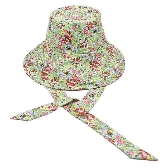 Green Flower Patterned Chin Tie Bucket Hat. Let your love for Summer bloom with these Bucket Hat. Packable and super convenient to carry, can also be easily carried inside your bags. Perfect for protecting you on a hot Summer day at the beach or keeping cool on the streets all while having your style completely intact!