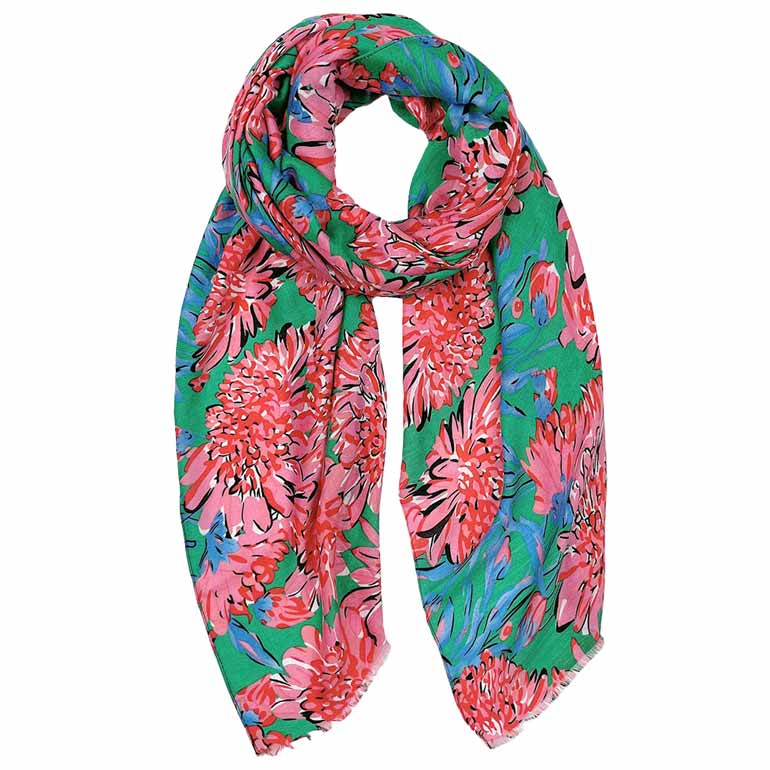 Green Flower Printed Oblong Scarf, this timeless flower-printed oblong scarf is soft, lightweight, and breathable fabric, close to the skin, and comfortable to wear. Sophisticated, flattering, and cozy. look perfectly breezy and laid-back as you head to the beach. A fashionable eye-catcher will quickly become one of your favorite accessories.