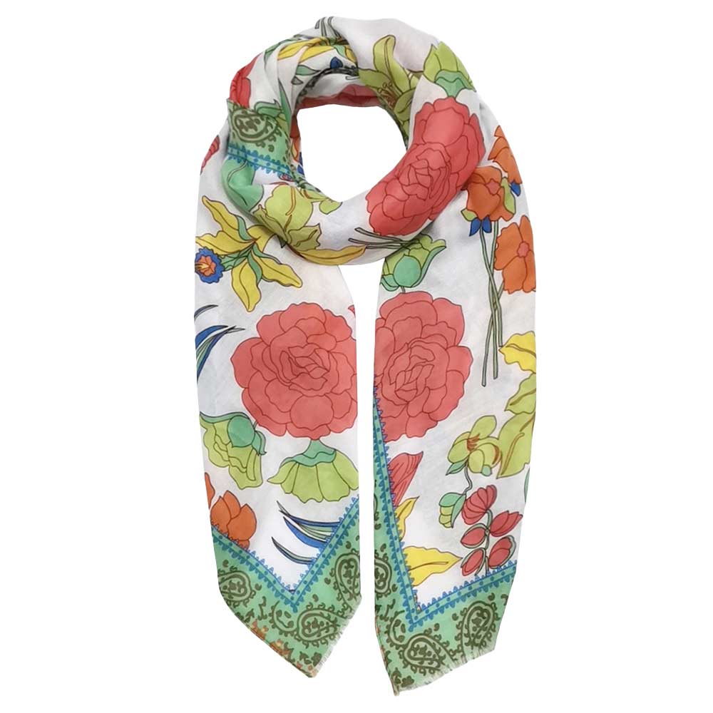 Green Flower Printed Oblong Scarf, this timeless flower-printed oblong scarf is soft, lightweight, and breathable fabric, close to the skin, and comfortable to wear. Sophisticated, flattering, and cozy. look perfectly breezy and laid-back as you head to the beach. A fashionable eye-catcher will quickly become one of your favorite accessories.