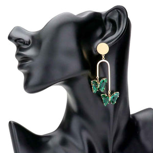 Green Geometric Metal Double Lucite Butterfly Dangle Earrings, will take your look up a notch, versatile enough for wearing straight through the week, perfectly lightweight for all-day wear, coordinate with any ensemble from business casual to everyday wear, the perfect addition to every outfit. Adds a touch of nature-inspired butterfly themed  beauty to your look.Gift someone or yourself these ultra-chic earrings,