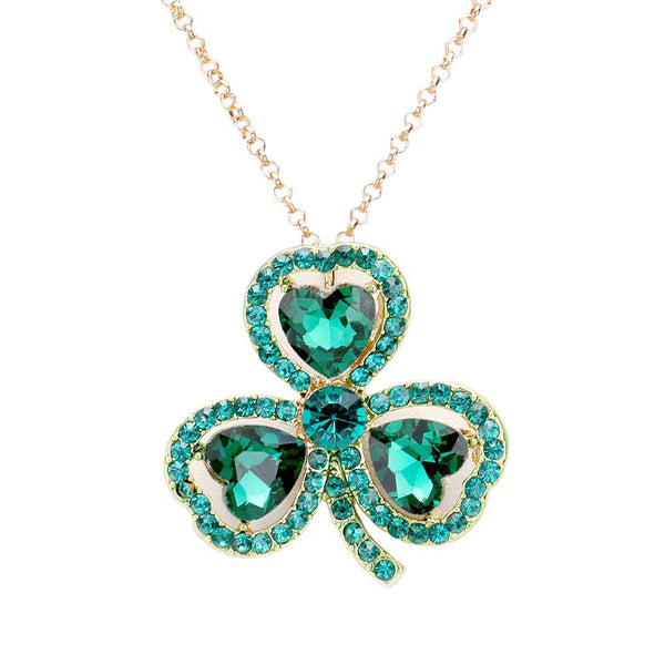 Green Gold Heart Crystal Rhinestone Clover Pendant Necklace, put on a pop of color to complete your ensemble. This lightweight necklace matching with your St. Patrick's Day clothing. This expound your St. Patrick's Day party and attract everyone's attention. This necklace can be fit for St. Patrick's Day party, night parties, carnivals. Perfect gift idea for your loving one.