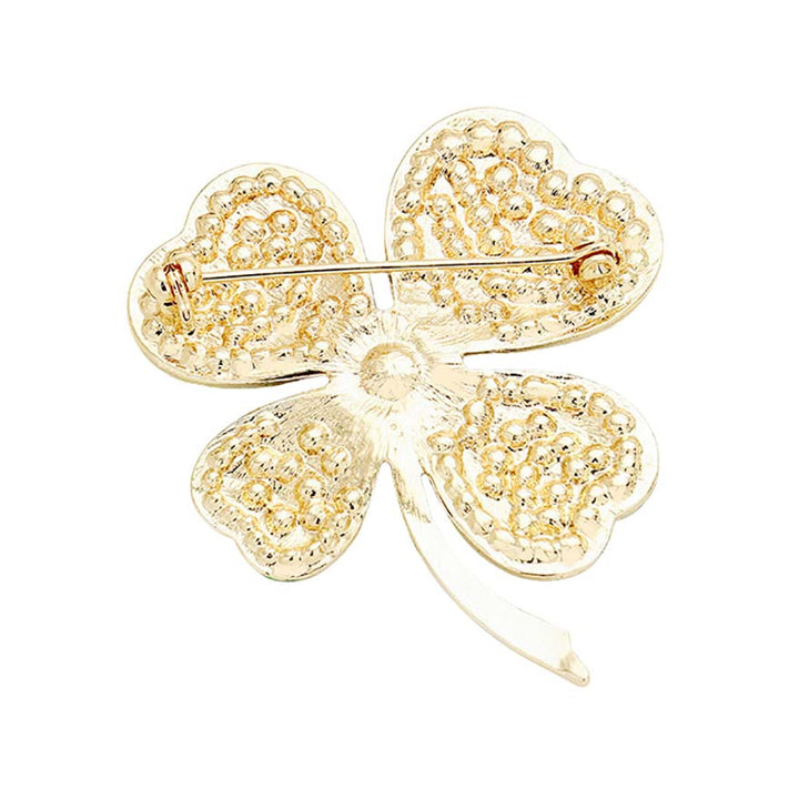 Green Gold Pave Stone Cluster Clover Pin Brooch, give your outfit the extra boost it needs this season. The luck of the Irish will work magically everywhere while wearing this clover pin brooch. It's easy to put on and off. This cute luck-themed pin brooch is the perfect accessory to finish off your festive look. This is an excellent gift idea for the persons you care about and love. Show your Irish pride this St. Patrick's Day.