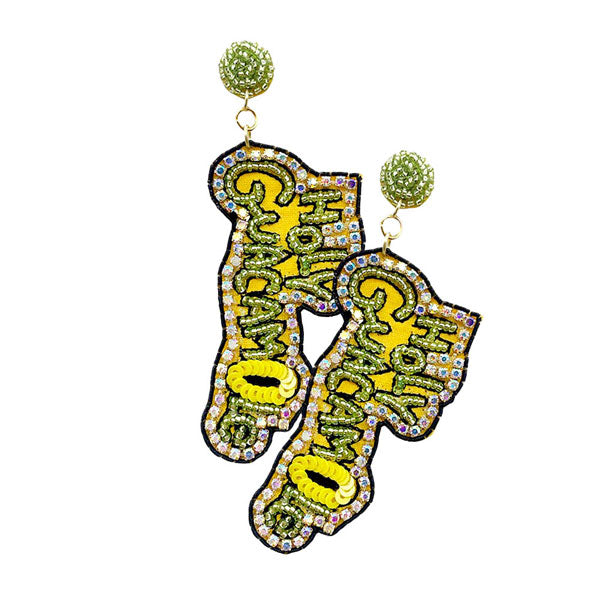 Green Holy Guacamole Message Beaded Dangle Earrings, These eye-catching earrings put people into a fiesta state of mind. With fun beads and a colorful, fruit themed message, these earrings will get attention and are sure to make people smile and think of celebrating. Surprise your loved ones on this with special occassion. 