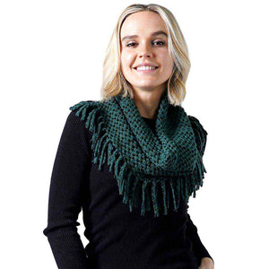 Green Mini Tube Fringe Scarf, This comfortable scarf features a mini tube look available in a variety of bold colors. Full and versatile, this cute scarf is the perfect and cozy accessory to keep you warm and stylish. on trend & fabulous, a luxe addition to any cold-weather ensemble. You will always look chic and elegant wearing this feminine pieces. Great for everyday use in the chilly winter to ward against coldness. Awesome winter gift accessory!