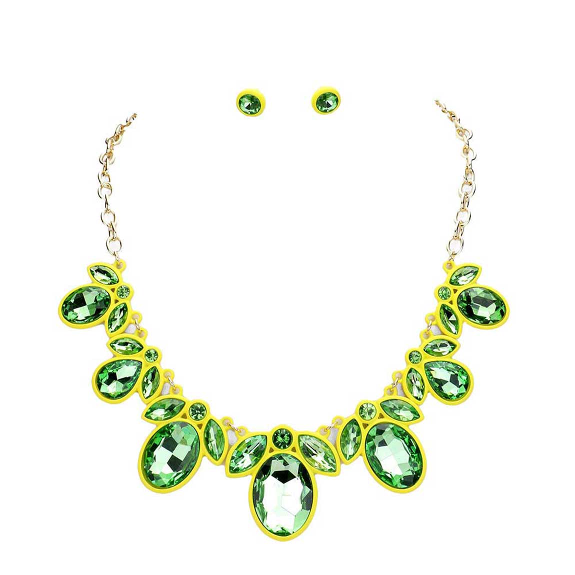 Green Oval Marquise Glass Crystal Collar Necklace. These gorgeous Crystal pieces will show your class in any special occasion. The elegance of these Crystal goes unmatched, great for wearing at a party! Perfect jewelry to enhance your look. Awesome gift for birthday, Anniversary, Valentine’s Day or any special occasion.