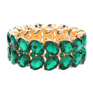 Green Oval Stone Cluster Stretch Evening Bracelet, These gorgeous Oval stone pieces will show your class on any special occasion. These bracelets are perfect for any event whether formal or casual or for going to a party or special occasion. The perfect gift for a birthday, Valentine’s Day, Party, Prom, Christmas, etc.