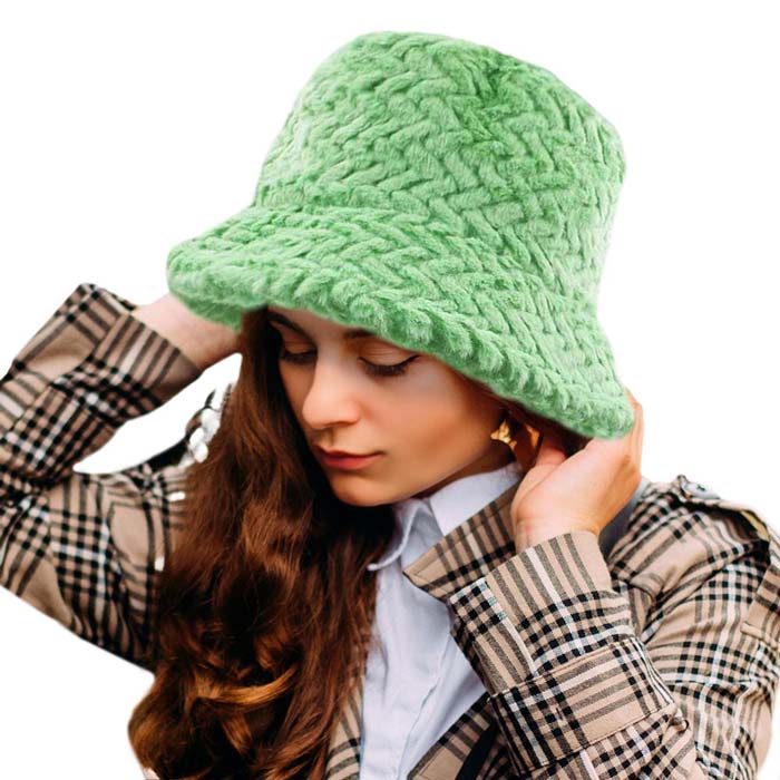 Green Patterned Faux Fur Solid Bucket Hat, This Patterned Faux Fur Solid bucket hat is nicely designed and a great addition to your attire. Perfect for protecting you from the wind, snow, beach, pool, camping, or any outdoor activities in cold weather. This classic style is lightweight and practical, perfect for all occasions at lunches, picnics, evening dinner parties or barbeques. Perfect gift for Birthdays, Christmas, Stocking stuffers, Secret Santa, holidays, anniversaries, Valentine's Day, etc.