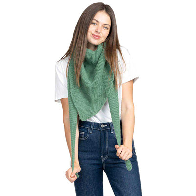 Plain Solid Triangle Scarf Shawl - Green