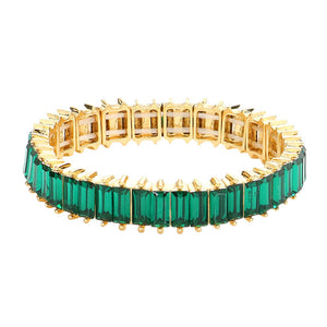 Green Rectangle Stone Stretch Evening Bracelet, This Rectangle Stone Stretch Evening Bracelet adds an extra glow to your outfit. Pair these with tee and jeans and you are good to go. Jewelry that fits your lifestyle! It will be your new favorite go-to accessory. create the mesmerizing look you have been craving for! Can go from the office to after-hours with ease, adds a sophisticated glow to any outfit on a special occasion
