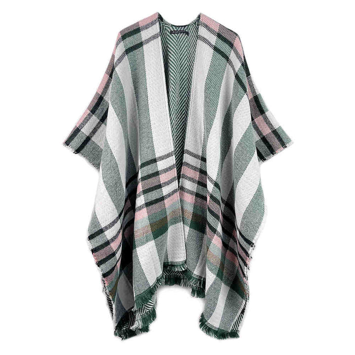 Reversible Plaid Check Patterned Poncho, the perfect accessory, luxurious, trendy, super soft chic capelet, keeps you warm & toasty. You can throw it on over so many pieces elevating any casual outfit! Perfect Gift Birthday, Holiday, Christmas, Anniversary, Wife, Mom, Special Occasion