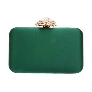 Green Rhinestone Pave Rose Clasp Evening Clutch Bag, This high-quality Evening Clutch Bag is both unique and stylish. Take your look from bland to glam with the bold attitude of this embellished clutch. Perfect for lipstick, money, credit cards, keys or coins and many more things, light and gorgeous. Suitable for weekends, weddings, evening parties, cocktail various parties, night out or any special occasions and so on.