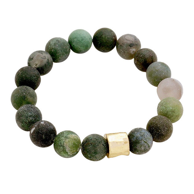 Green Semi precious stone beaded stretch bracelet, Look like the ultimate fashionista with these stretch bracelet! this stunning stone beaded bracelet can light up any outfit, and make you feel absolutely flawless. Fabulous fashion and sleek style adds a pop of pretty color to your attire, coordinate with any ensemble from business casual to everyday wear.
