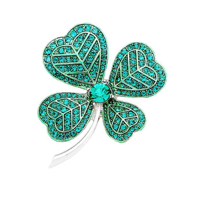 Green Silver Pave Stone Cluster Clover Pin Brooch, give your outfit the extra boost it needs this season. The luck of the Irish will work magically everywhere while wearing this clover pin brooch. It's easy to put on and off. This cute luck-themed pin brooch is the perfect accessory to finish off your festive look. This is an excellent gift idea for the persons you care about and love. Show your Irish pride this St. Patrick's Day.