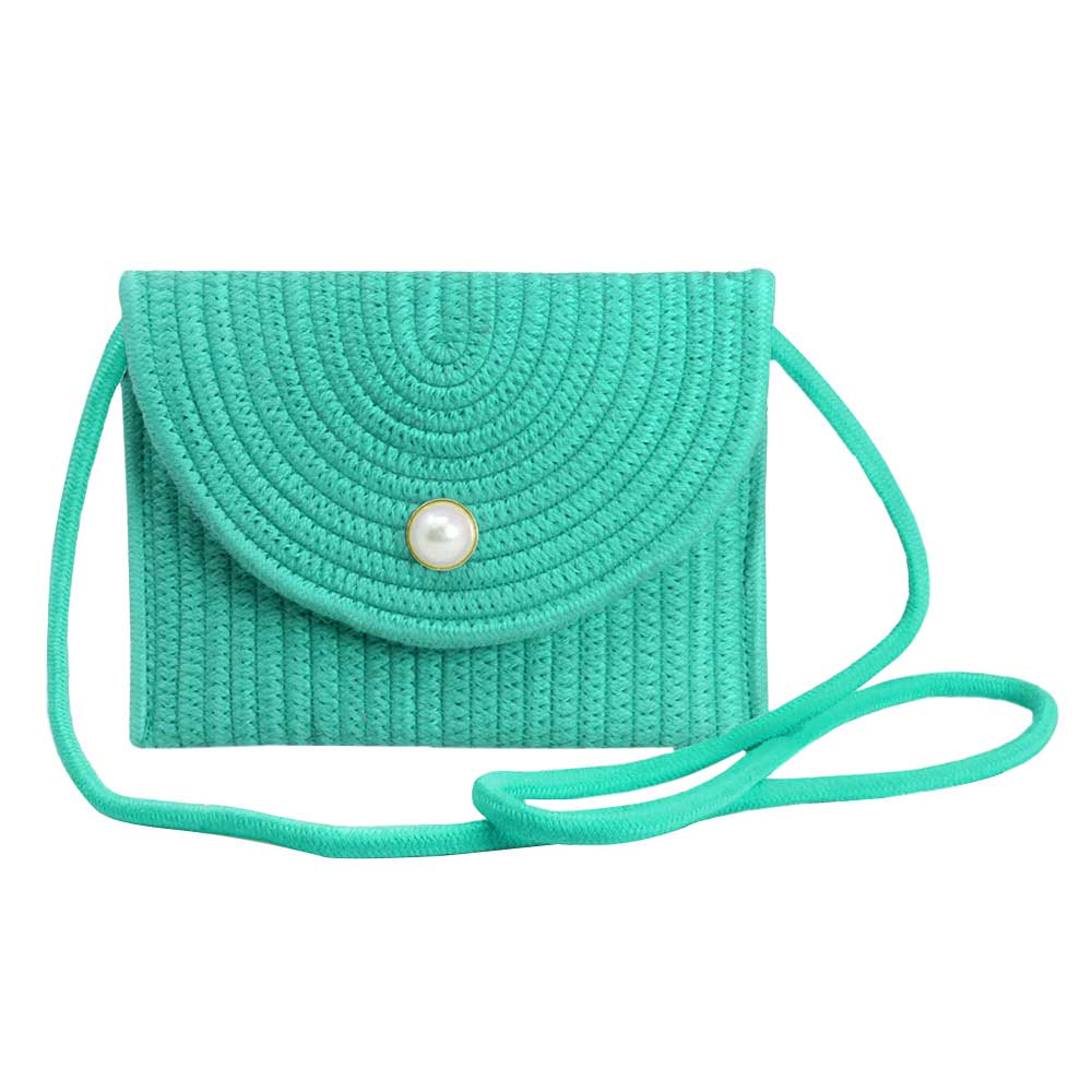 Green Solid Color With Pearl Button Straw Micro Crossbody Bag, perfectly goes with any outfit and shows your trendy choice to make you stand out on your special occasion. Carry out this straw micro crossbody bag while attending a special occasion. Perfect for carrying makeup, money, credit cards, keys or coins, etc. It's lightweight and perfect for easy carrying. Put it in your bag and find it quickly with its eye-catchy colors. 