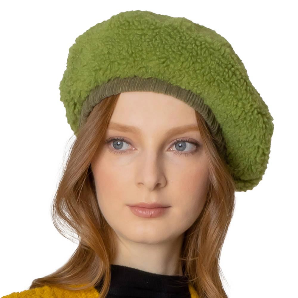 Green Solid Sherpa Beret Hat, is made with care and love from very soft and warm yarn that keeps you warm and toasty on cold days and on winter days out. An awesome winter gift accessory! Wear this hat to keep yourself warm in a stylish way at any place any time. The perfect gift for Birthdays, Christmas, Stocking stuffers, holidays, anniversaries, and Valentine's Day, to friends, family, and loved ones. Enjoy the winter with this Sherpa Beret Hat.