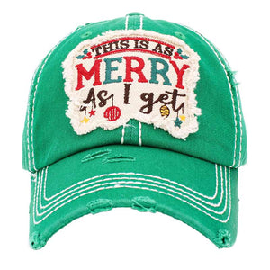 Green This Is As Merry As I Get Vintage Baseball Cap, embrace the Christmas spirit with these fun cool vintage festive Baseball Cap. it is an adorable baseball cap that has a vintage look, giving it that lovely appearance. Adjustable snapback closure tab with a mesh back and a pre-curved bill. No matter where you go on the beach or summer and Fall party it will keep you cool and comfortable. Suitable this baseball cap during all your outdoor activities like sports and camping!