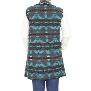 Green Western Knit Print Tribal Pattern Stylish Pocket Vest Outwear Cover Up; the perfect accessory, luxurious, trendy, super soft chic capelet, keeps you warm & toasty. You can throw it on over so many pieces elevating any casual outfit! Perfect Gift Birthday, Holiday, Christmas, Anniversary, Wife, Mom, Special Occasion