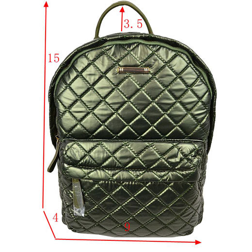 Green Women's Performance Twill Campus Quilted Backpack. This weather-friendly, water-repellent fabric is durable & lightweight for everyday use. Keep your tech essentials safe with 2 interior mesh slip pockets that work as laptop or tablet compartments for work or school, add in the zippered top closure & fully printed cotton lining & you're ready to conquer the day. 