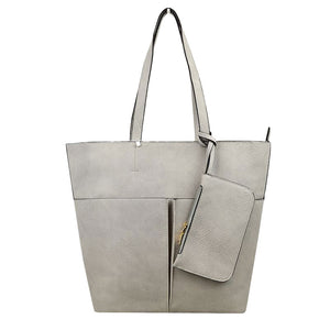 Grey 3 In 1 Large Soft  Leather Women's Tote Handbags, There's spacious and soft leather tote offers triple the styling options. Featuring a spacious profile and a removable pouch makes it an amazing everyday go-to bag. Spacious enough for carrying any and all of your outgoing essentials. The straps helps carrying this shoulder bag comfortably. Perfect as a beach bag to carry foods, drinks, big beach blanket, towels, swimsuit, toys, flip flops, sun screen and more.