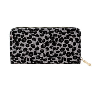 Grey Lemy Leopard Print Faux Fur Zipper Wallet Leopard Faux Fur Wallet Faux Fur Leopard Wallet Animal Faux Fur Wallet, look like the ultimate fashionista even when carrying a small pouch for your money or credit cards. Great for when you need something small to carry or drop in your bag. Perfect  for Gift Birthday, Christmas, Anniversary, Stocking Stuffer, Secret Santa, Valentine's Day, etc