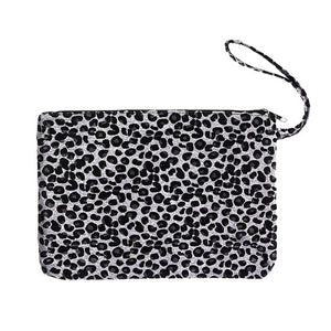 Grey Leopard Print Large Pouch Clutch Bag, This high quality evening clutch is both unique and stylish. perfect for money, credit cards, keys or coins, comes with a wristlet for easy carrying, light and simple. Look like the ultimate fashionista carrying this trendy Shimmery Evening Clutch Bag!