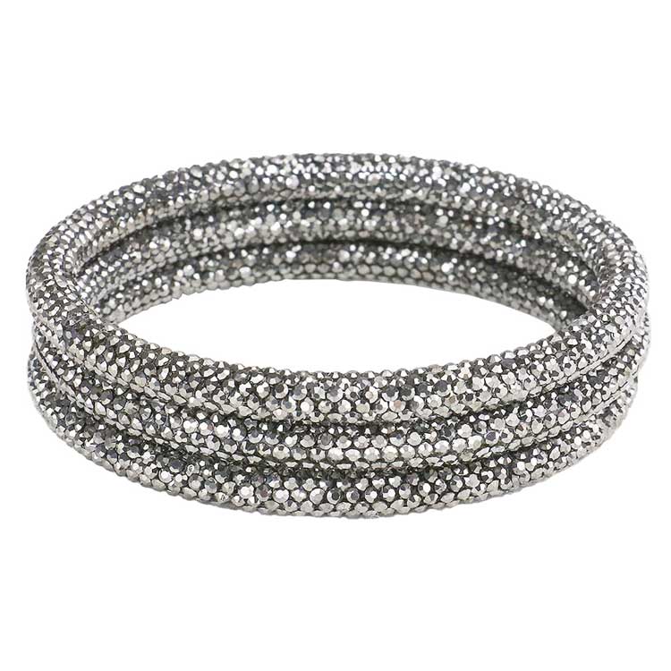 Hematite 3PCS Rhinestone Pave Bangle Layered Bracelets, The sparkly Rhinestone bangle Bracelets set featuring made of rubber and Rhinestone dust inlaid. It looks so pretty, brightly and elegant. This Circle Rhinestone Wristband Bracelets designed in simple type is a trendy fashion statement, These Layer Bracelets bangle are perfect for any occasion whether formal or casual or for going to a party or special occasions. Perfect gift for birthday, Valentine’s Day, Party, Prom.