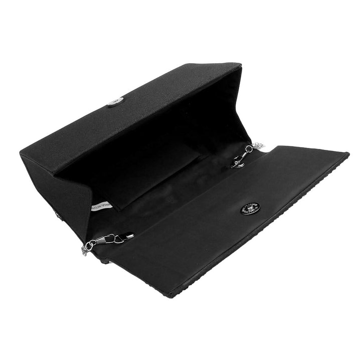 Hematite Bling Studded Evening Clutch Crossbody Bag, is the perfect choice to carry on the special occasion with your handy stuff. It is lightweight and easy to carry throughout the whole day. You'll look like the ultimate fashionista while carrying this Crossbody Evening Bag. This stunning Bling Studded Clutch bag is perfect for weddings, parties, evenings, cocktail parties, wedding showers, receptions, proms, etc.