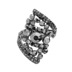 Hematite Bubble Stone Cluster Stretch Ring, The beautiful jewelry as our regular Cluster Ring, plus the added bubble stone of a stretch band that ensures a comfortable fit on any finger size. This ring features Bubble Stone Cluster accented with smaller round crystals that make it look shine even better. It is sure to garner admiring. Perfect Birthday Gift, Anniversary Gift, Mother's Day Gift, Graduation Gift, Prom Jewelry, Just Because Gift, Thank you Gift, Valentine's Day Gift.