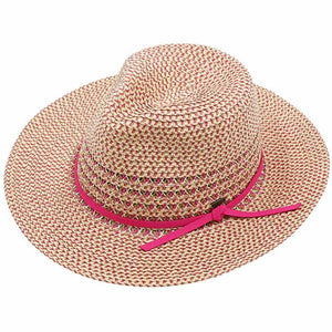Hot Pink C.C Faux Suede Trim Multi Color Panama Hat, Keep your styles on even when you are relaxing at the pool or playing at the beach. Large, comfortable, and perfect for keeping the sun off of your face, neck, and shoulders. Perfect summer, beach accessory. Ideal for travelers who are on vacation or just spending some time in the great outdoors. 