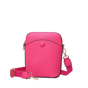 Hot Pink Pebbled Faux Leather Mini Crossbody Bag, is a beautiful and useful addition to your attire that amps up your confidence and beauty to a greater extent. You can carry all of your handy stuff all together in this mini crossbody bag. The beautiful color variations make it cool and more attractive while carrying. The Crossbody bag comes in a Solid color that will go with any outfit in perfect style. 